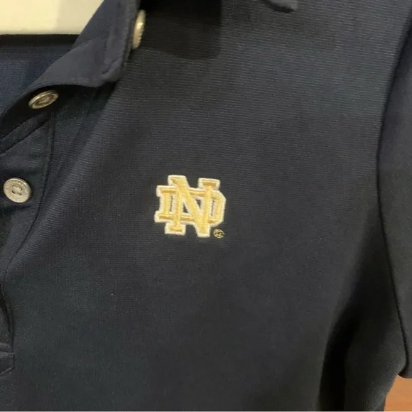 CUTTER & BUCK Notre Dame Fighting Irish CB Drytec Solid Women's Polo Navy Blue - Picture 2 of 7